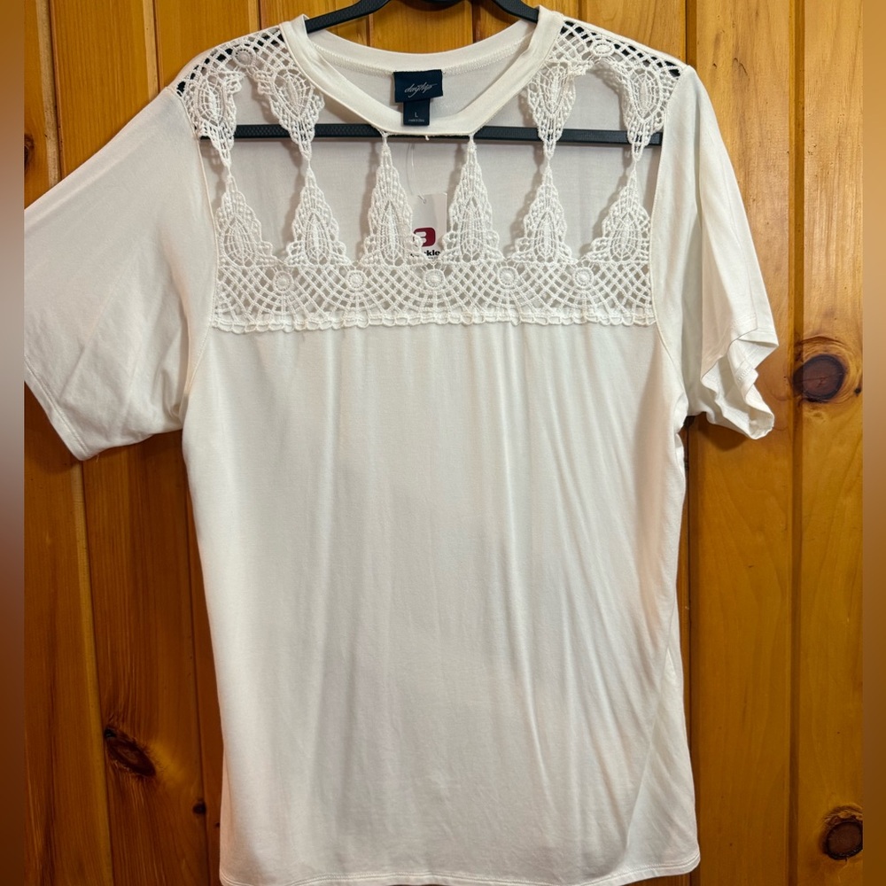 Buckle Daytrip Pieced Crochet White Lace Top